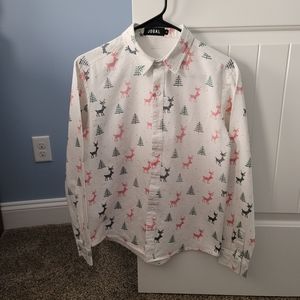 Mens Christmas button up long sleeve short size small